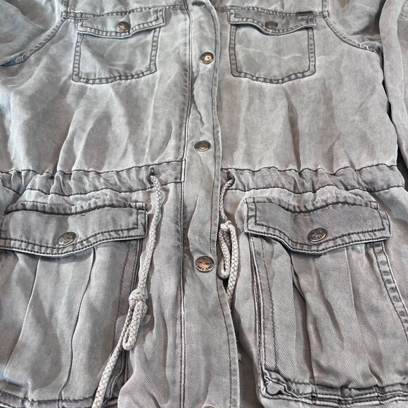 Max Jeans Womens Lightweight Soft Utility Jacket XS Tencel Gray Pockets Zip - Picture 8 of 10